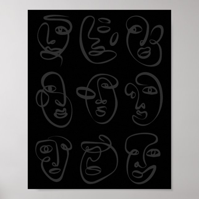 Poster Abstrato Line Faces Collection Sticker (Frente)