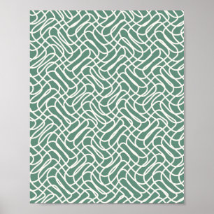 Poster Abstrato Linha Padrão Verde