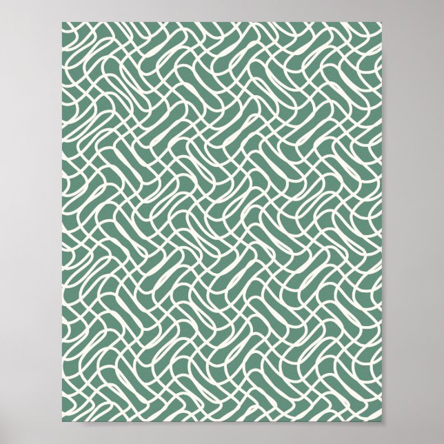 Poster Abstrato Linha Padrão Verde (Frente)