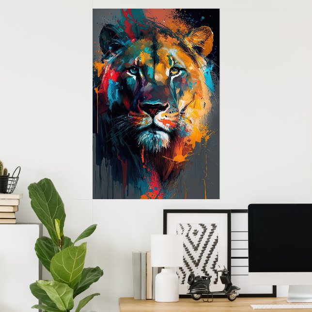 Poster Abstrato Lion 2 (Escritório em casa)