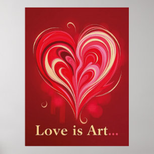 Poster Abstrato Love Heart Romantic Art