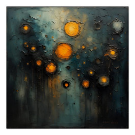 Pôster Abstrato luzes no escuro Ai art design