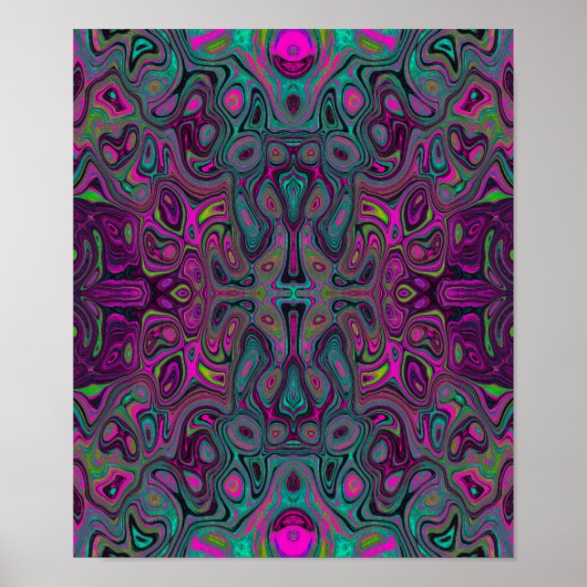 Poster Abstrato Magenta e azul-lacrimogênio (Frente)