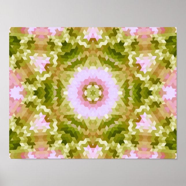 Poster Abstrato mandala kaleidoscope em formas redondas (Frente)
