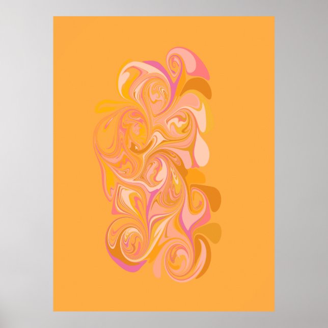 Poster Abstrato Marble Swirl Art em amarelo (Frente)