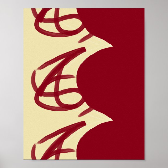 Poster Abstrato maroon e castanho (Frente)
