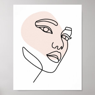 Poster Abstrato mínima de solteiro fêmea Arte da Linha de
