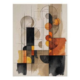 Pôster Abstrato minimalista aquarela terra tonalidades ar