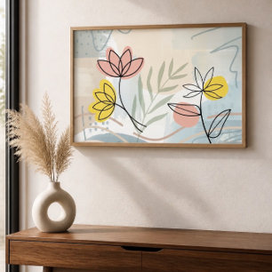 Poster Abstrato Minimalista Floral