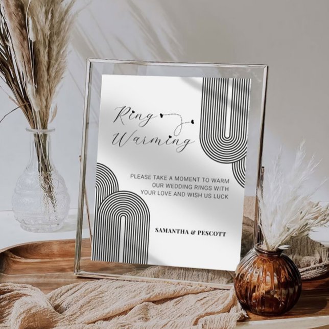 Poster Abstrato Mínimo Anéis Sinal de Casamento de Aqueci (Criador carregado)