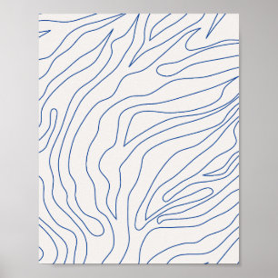 Poster Abstrato mínimo, branco e azul