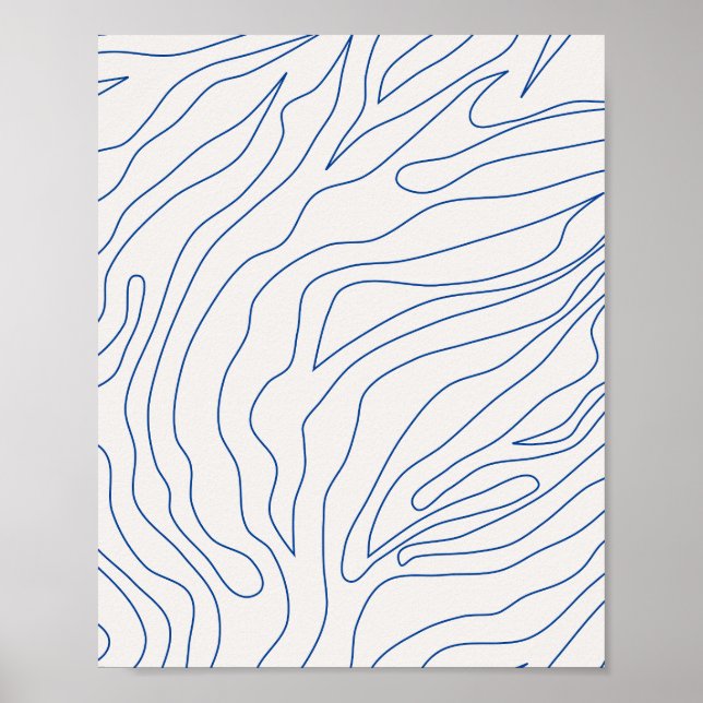 Poster Abstrato mínimo, branco e azul (Frente)