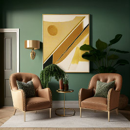 Pôster Abstrato Mínimo Dourado Amarelo