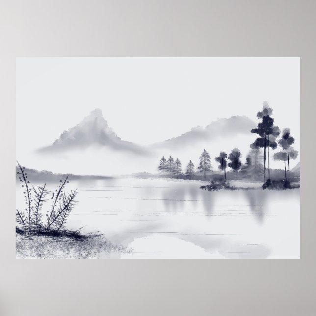 Poster Abstrato mínimo paisagem (Frente)