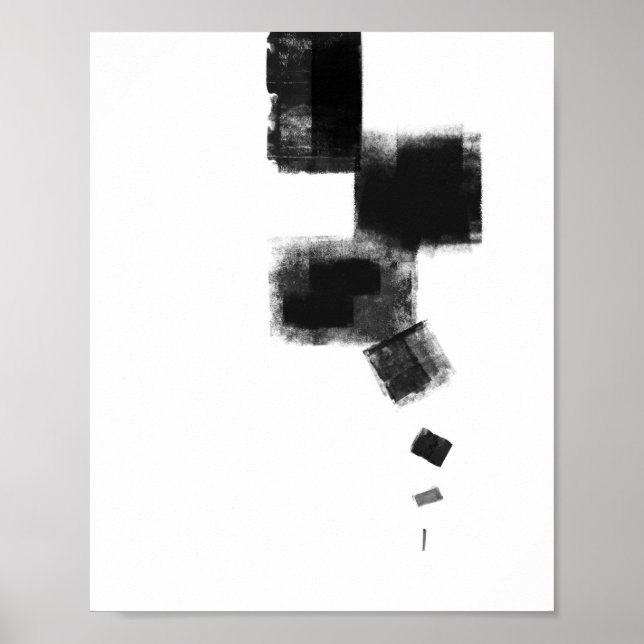 Poster Abstrato mínimo preto e branco Art n.o 113 (Frente)