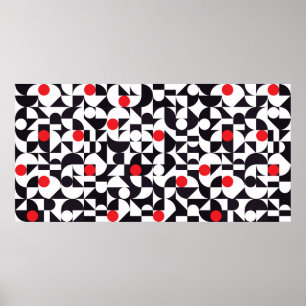 Poster Abstrato mínimo preto e branco geométrico e cor 