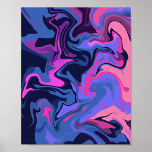 Poster Abstrato místico em tons de azul e rosa