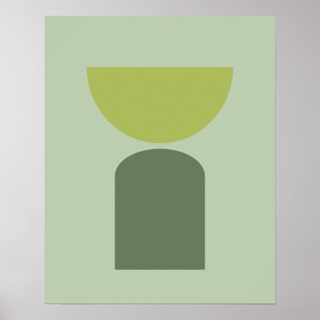 Poster Abstrato Modern Art Geometrics Shapes Sage Green (Frente)