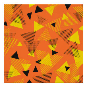 Pôster Abstrato Modern Art Triangs Orange Yellow
