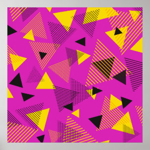 Poster Abstrato Modern Art Triangs Purple Yellow