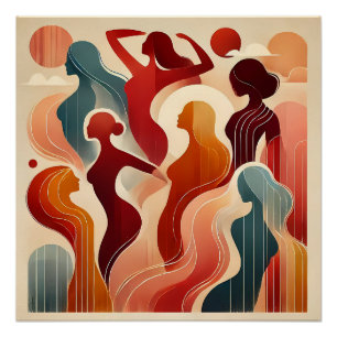 Pôster Abstrato moderna celebrando o empoderamento das mu