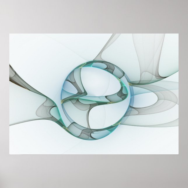 Pôster Abstrato moderna Cinza azul-turquesa (Frente)