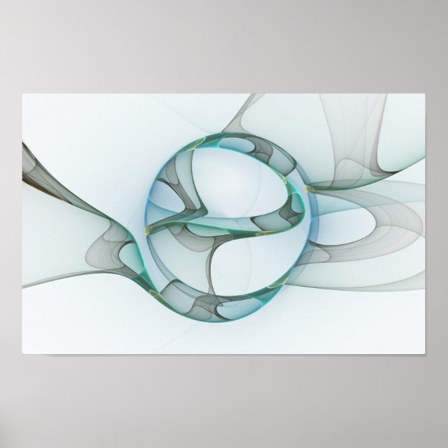 Poster Abstrato moderna Cinza azul-turquesa (Frente)