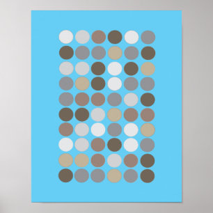 Pôster Abstrato moderno azul do teste padrão dos círcul