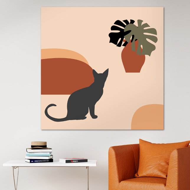 Poster Abstrato Moderno de Gato Negro (Criador carregado)