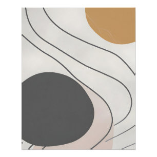 Pôster Abstrato Moderno Neutro com Linhas Fluídas