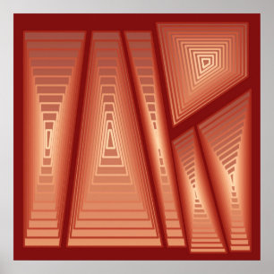 Pôster Abstrato moderno - Pirâmides 3 d, Cobre