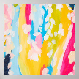 Poster Abstrato moderno - Teal e Design pintado amarelo