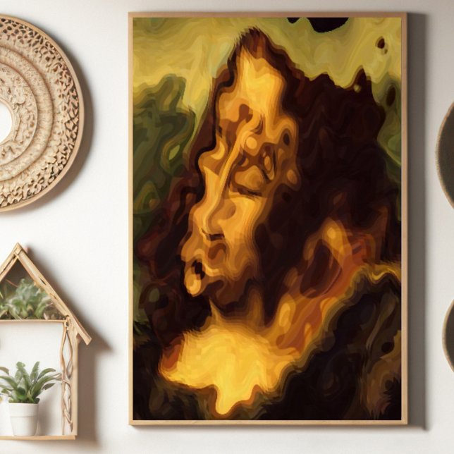 Poster Abstrato Mona Lisa (Shown as 24"x36". Avail as instant download or have shipped. Avail in many sizes (Frame not incl) )