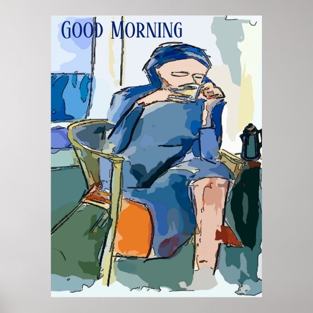 Poster Abstrato Morning Coffee Poster, adicionar texto (Frente)