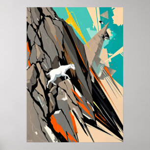 Poster Abstrato Mountain Goat Climber