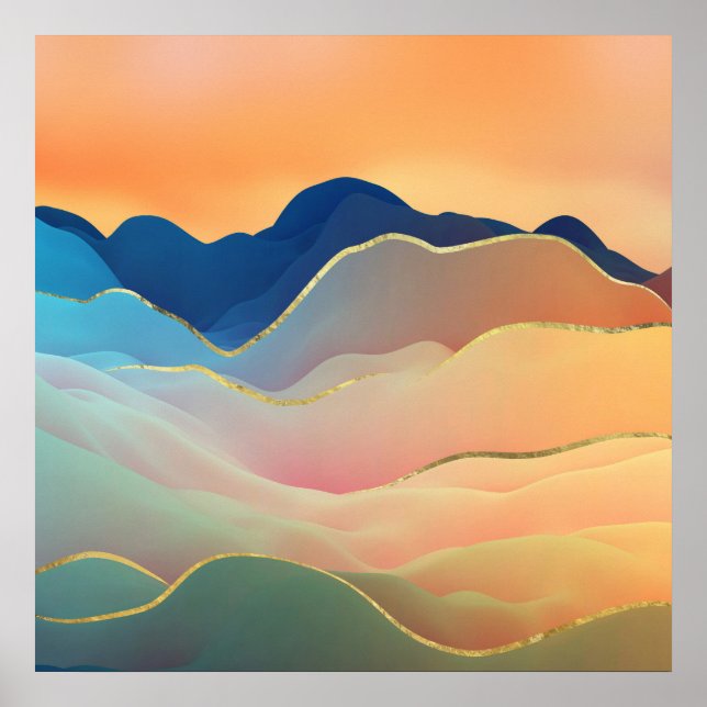 Poster Abstrato Mountain Landscape Arte Digital (Frente)