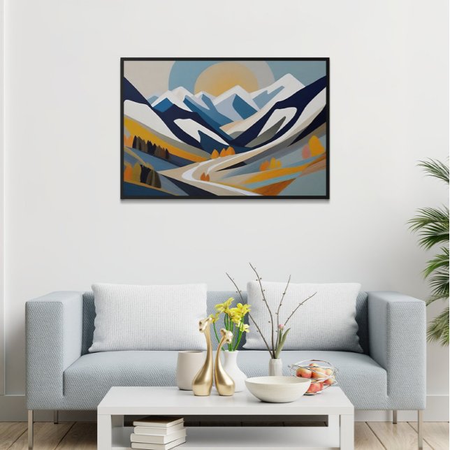 Poster Abstrato Mountain Landscape Decor Artístico Modern (Criador carregado)
