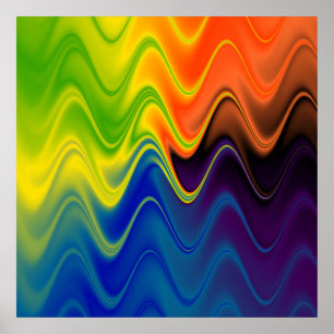 Poster Abstrato Multicolorido Ondulado