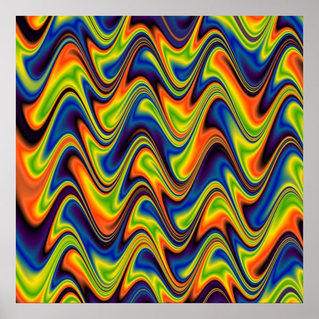Poster Abstrato Multicolorido Ondulado (Frente)