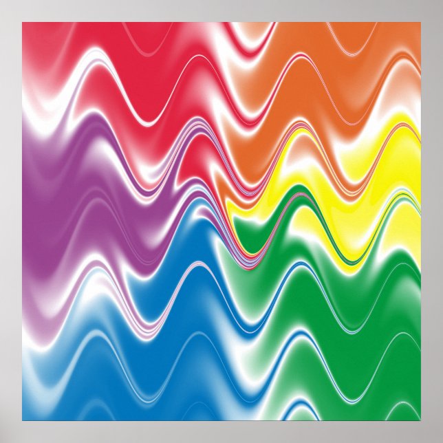 Poster Abstrato Multicolorido Ondulado (Frente)