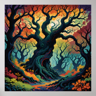 Poster Abstrato Mystical Trees