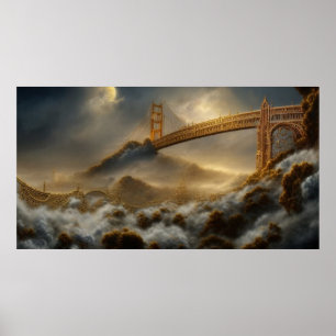 Poster Abstrato na paisagem tempestade na ponte Ouro Gate