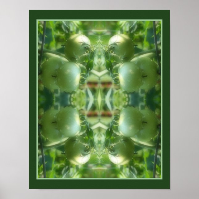Poster Abstrato Natural de Tomates de Jardim Verde (Frente)