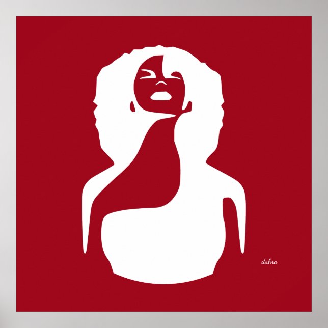 Poster abstrato negra vermelha procurando cabelo natural (Frente)