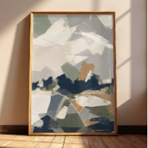 Abstrato Neutro em Cinza Creme e Ócre (sem moldura