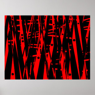 Poster Abstrato no vermelho e no preto