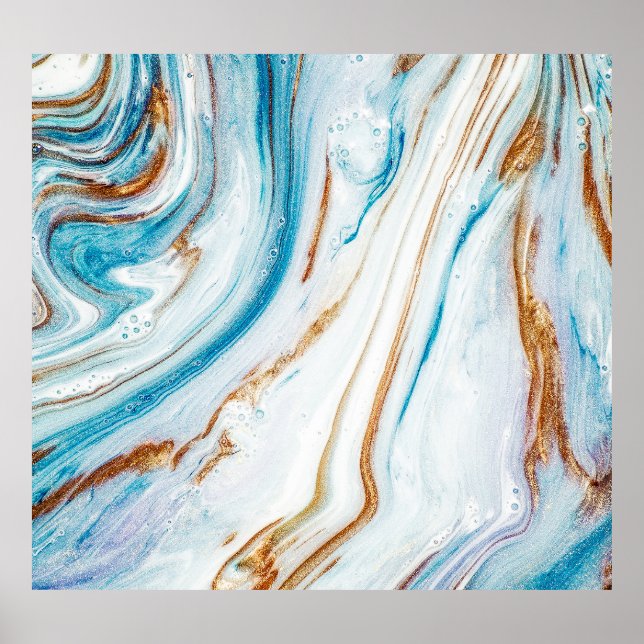 Poster Abstrato Ocean Luxury Marble Swirls (Frente)