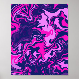 Poster Abstrato oscila em rosa, roxo e Marinho azul