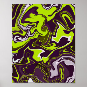 Poster Abstrato oscila em Verde limão, castanho e branco