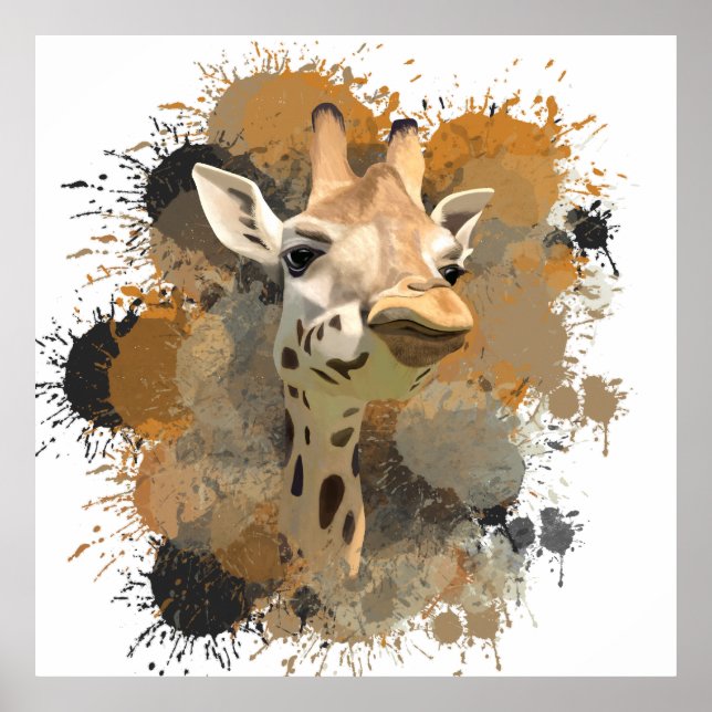 Poster Abstrato Paint Splatter da African Willife Giraffe (Frente)